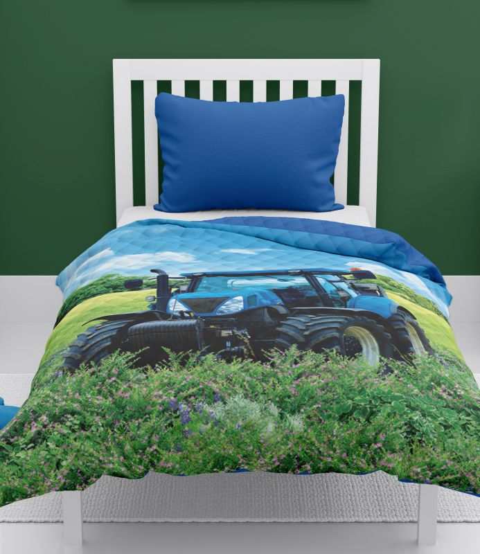 Přehoz na postel Traktor blue 170/210