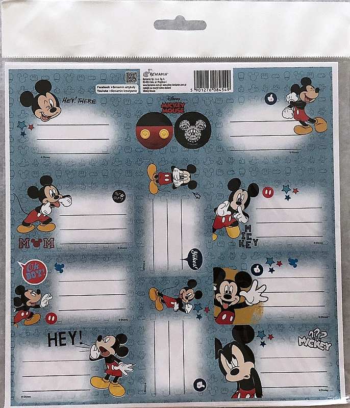 Samolepící jmenovky na sešity Mickey