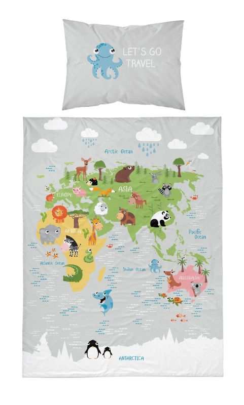 Povlečení do postýlky Mapa grey 100/135