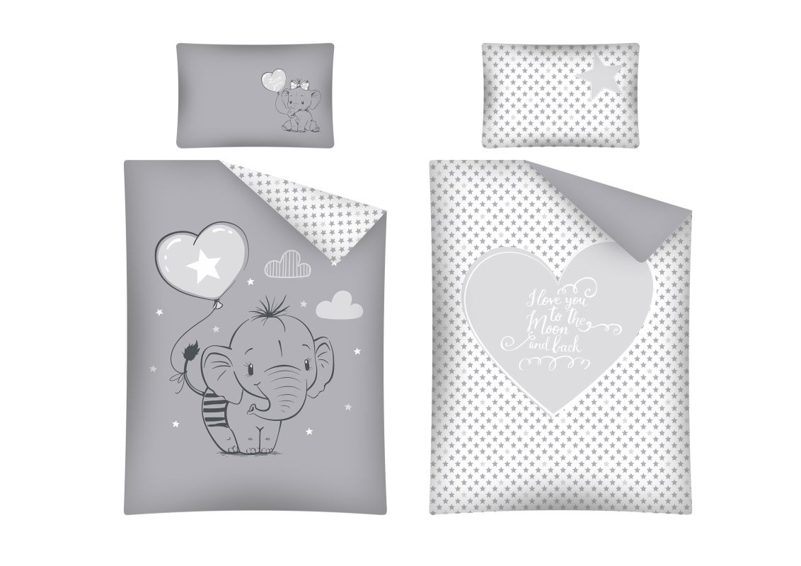 Povlečení do postýlky Slon grey 100/135