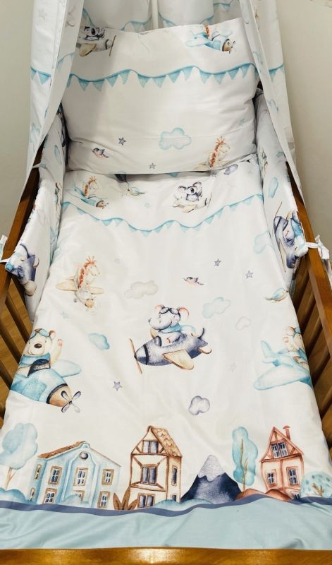 Povlečení do postýlky Letadýlka modrá 90/130