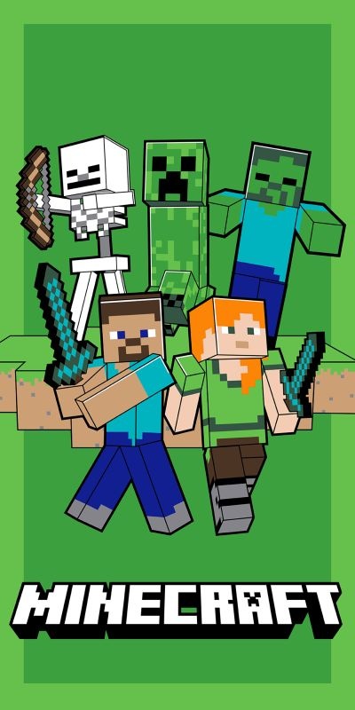 Osuška Micro Minecraft Green Mode 70x140