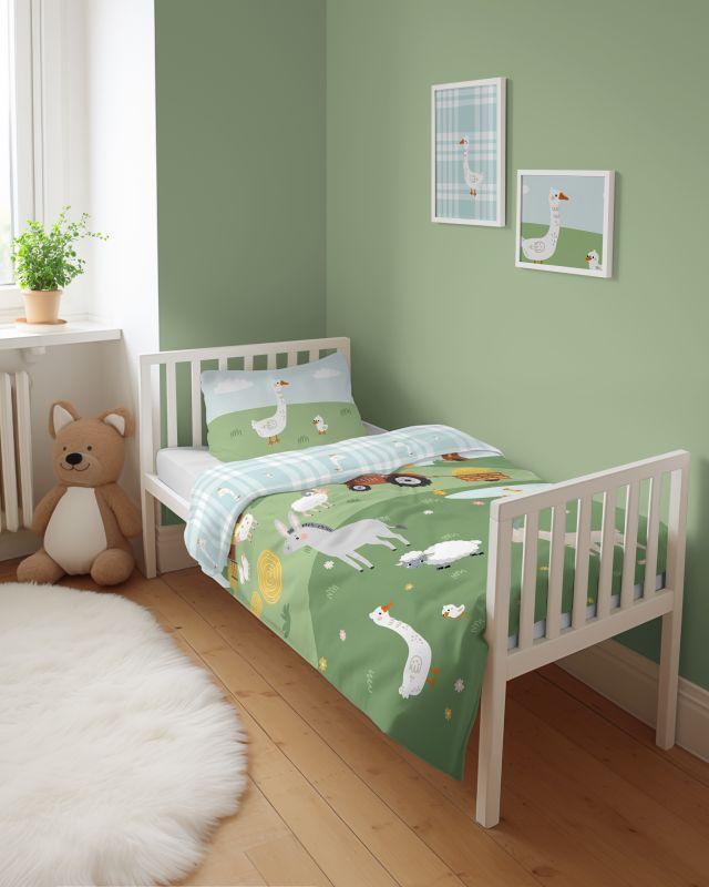 Bambusové povlečení do postýlky Zvířátka z farmy A 100/135