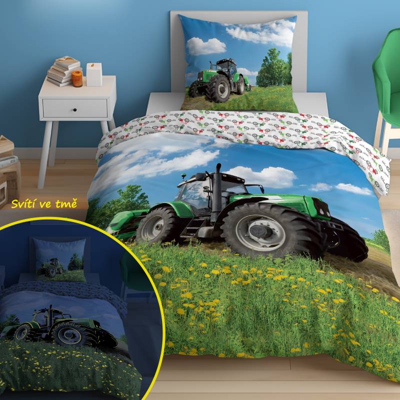 Povlečení Traktor na louce svítící 140/200