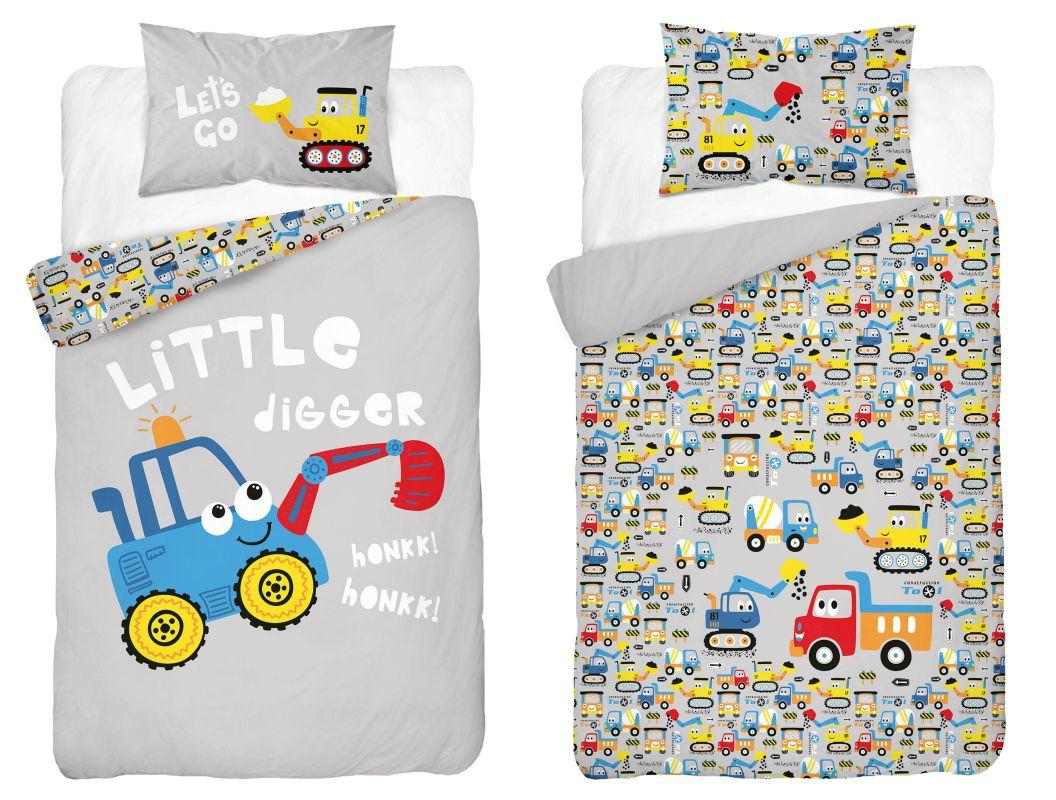 Bambusové povlečení do postýlky Bagr modrý 100/135