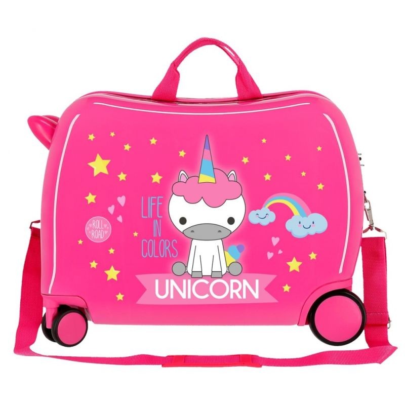 Dětský kufřík na kolečkách Roll Road Little Me Unicorn Pink MAXI