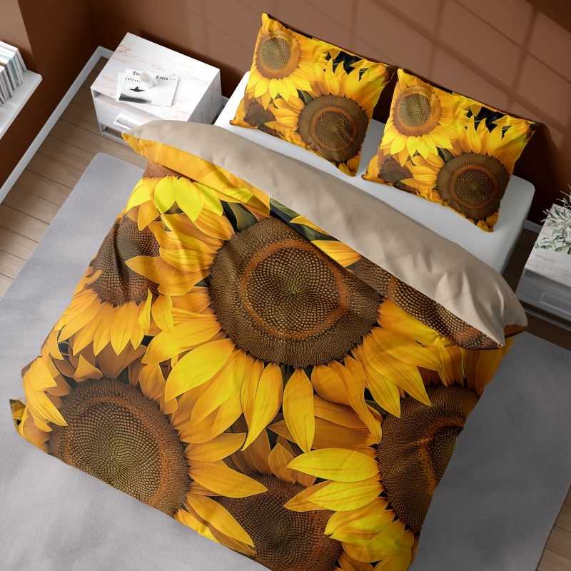 Francouzské povlečení 3D Slunečnice micro 220x200
