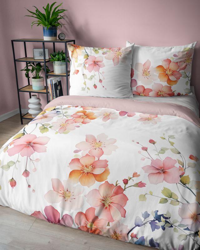 Francouzské povlečení Květy na bílém 220/200