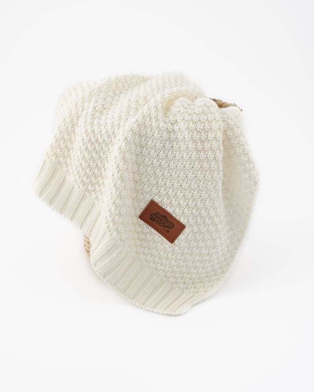 Pletená deka do kočárku bavlna bambus ecru 80/100