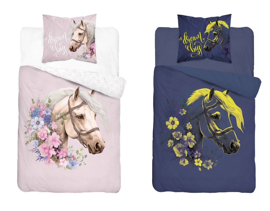 Povlečení Kůň Romantic pink svítící 140/200