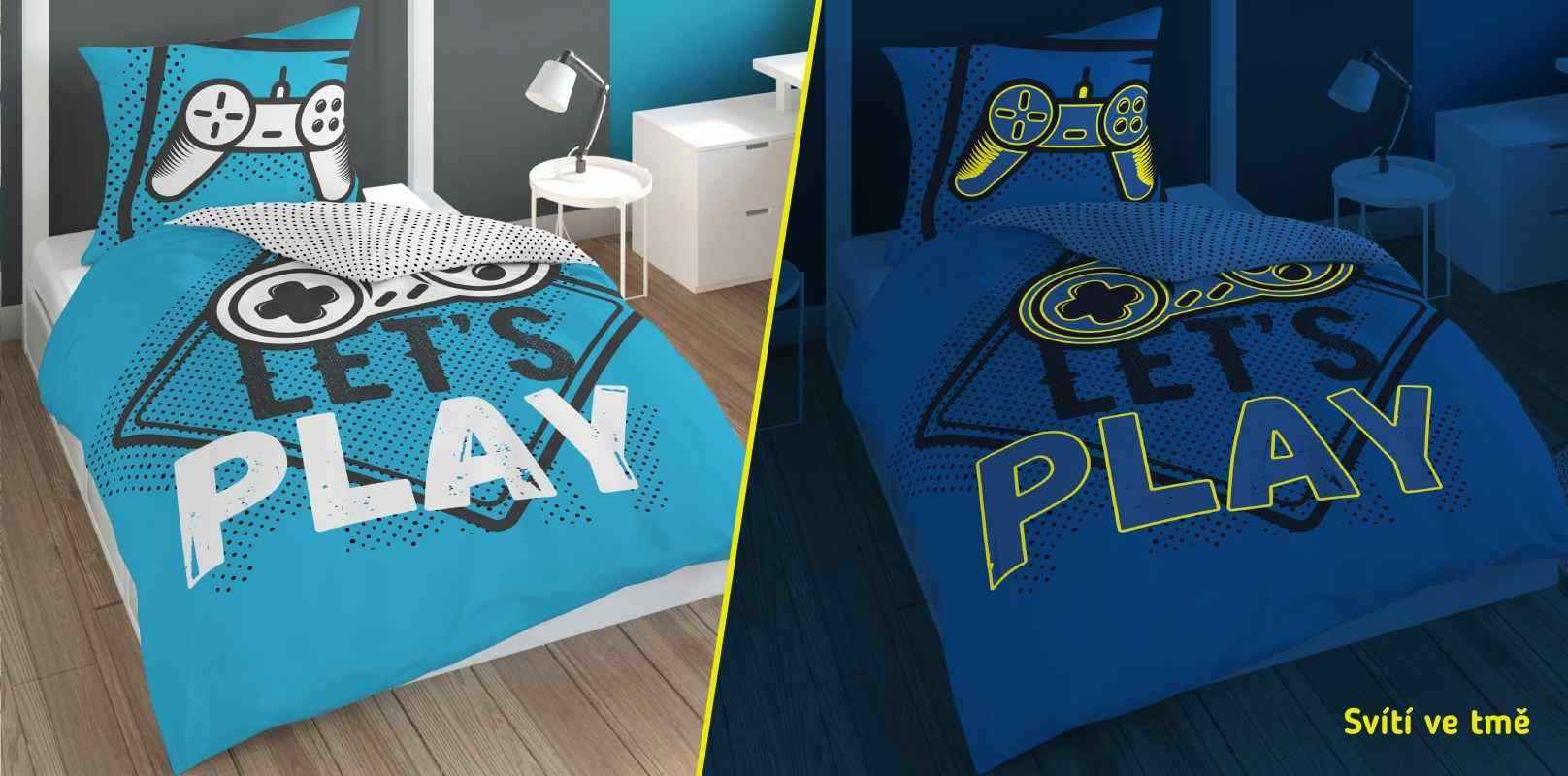 Povlečení Play Game blue svítící 140/200