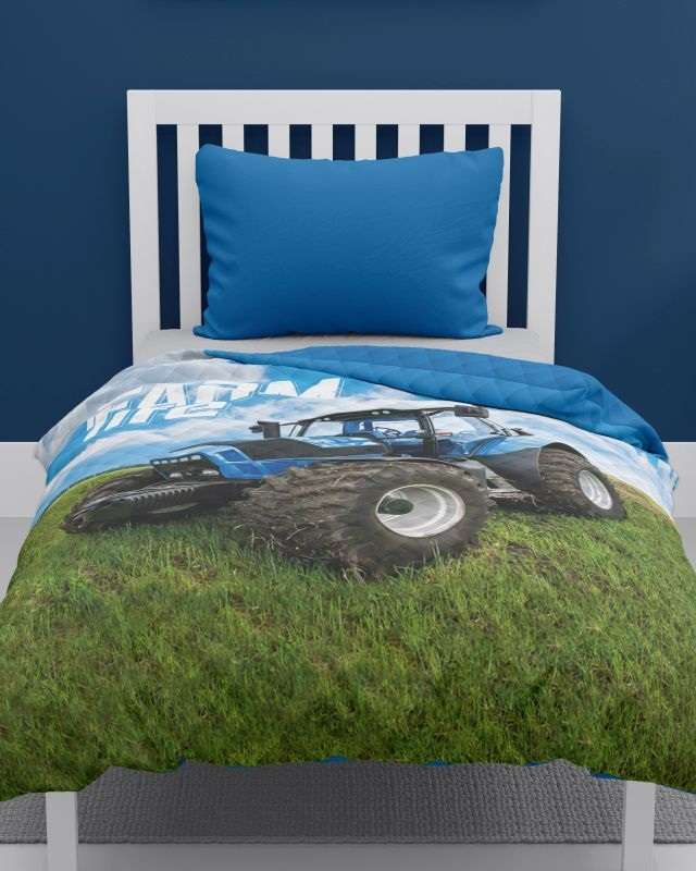 Přehoz na postel Traktor blue farm 170/210
