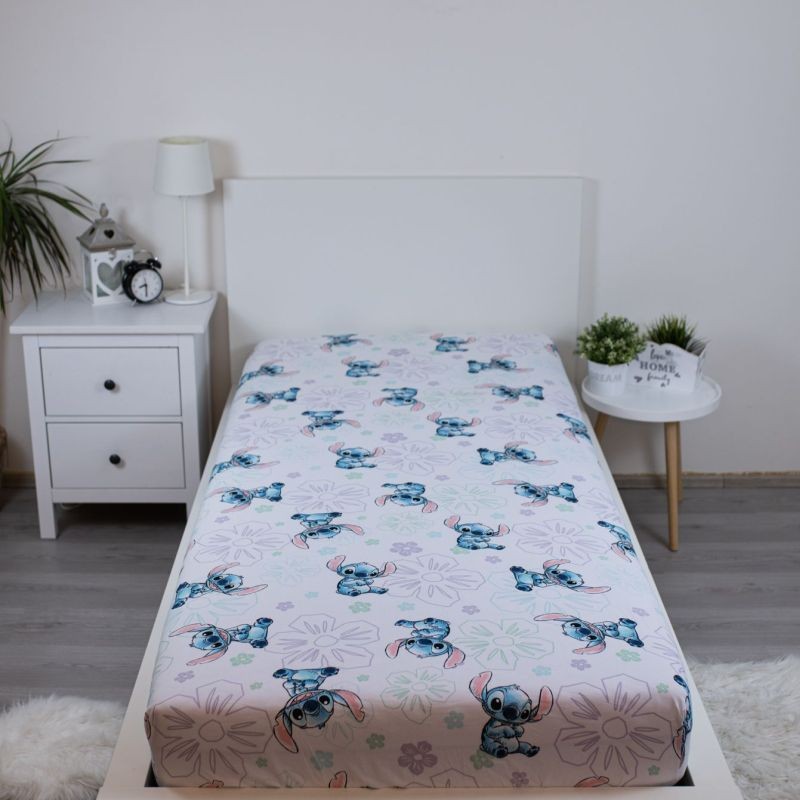 Prostěradlo 90/200 Lilo and Stitch Ohana White