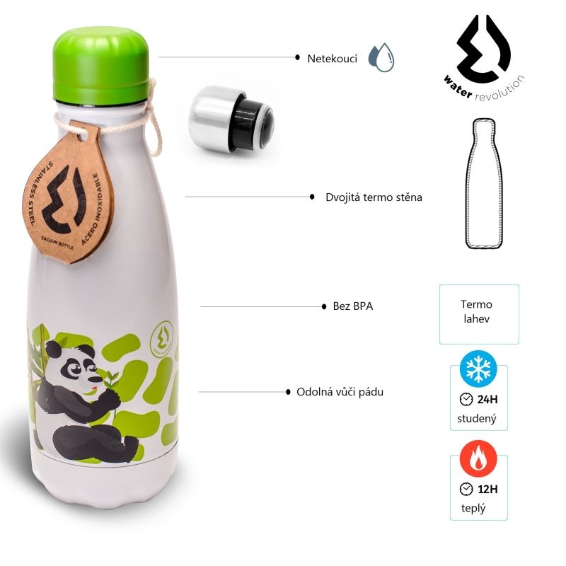 Dětská nerezová Termo láhev na pití Panda 350 ml