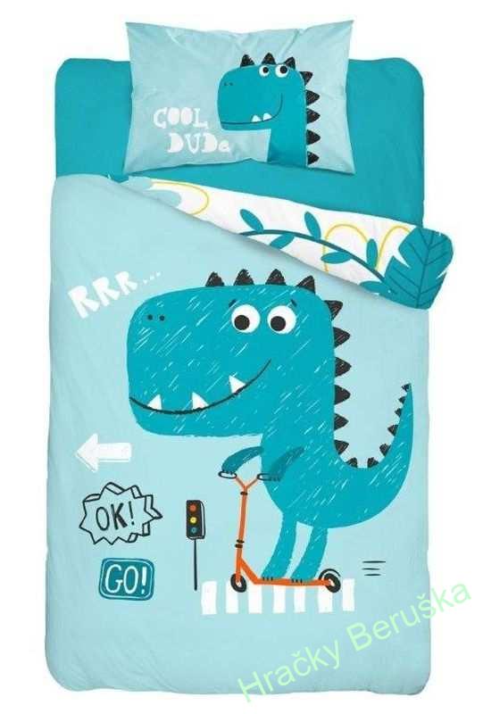Bambusové povlečení do postýlky Dino blue 100/135