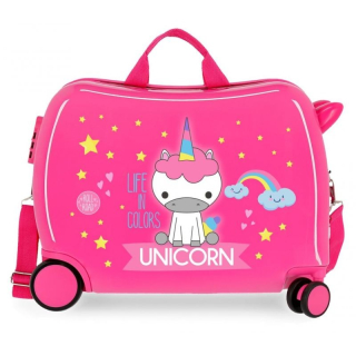 Dětský kufřík na kolečkách Roll Road Little Me Unicorn Pink MAXI