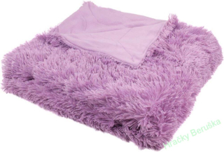 Luxusní deka s dlouhým vlasem fialová 150/200